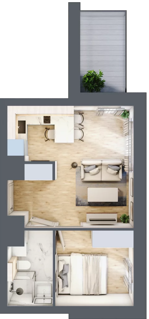 2 pokoje, apartament 31,72 m², piętro 2, oferta nr B/3/05, Sand and Sky Apartments, Międzyzdroje, ul. Gryfa Pomorskiego