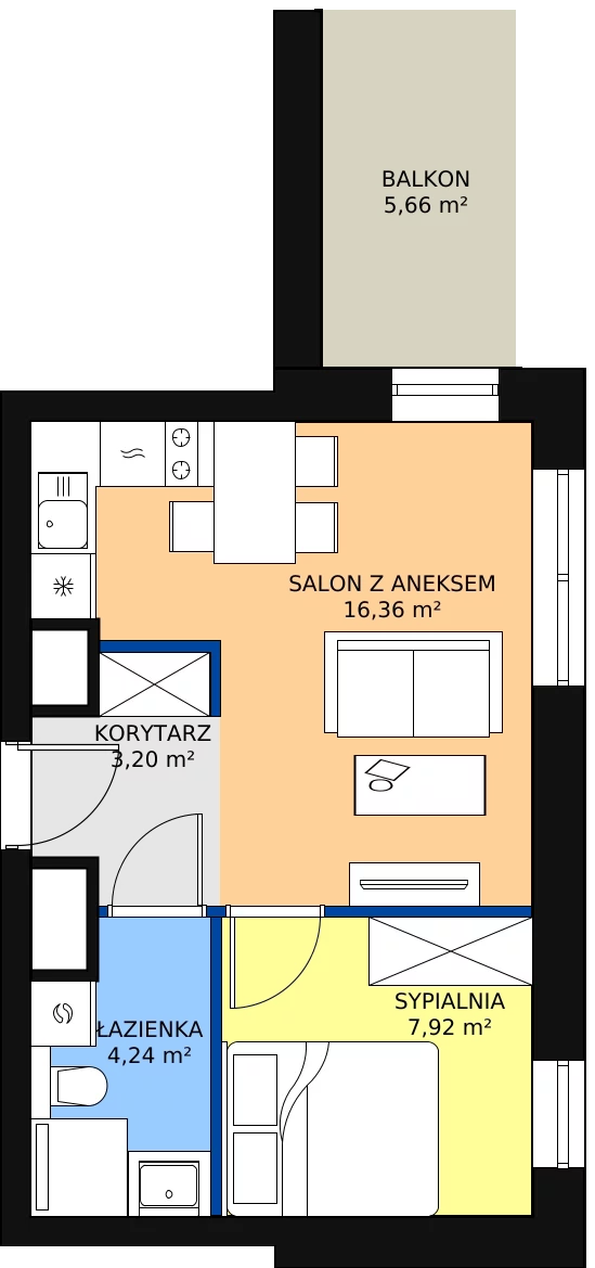 Zalety apartamentu 31.72 m², B/3/05