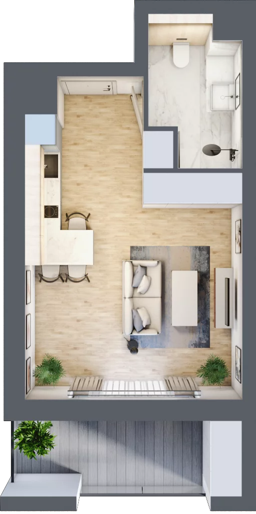 1 pokój, apartament inwestycyjny 30,52 m², piętro 3, oferta nr B/4/01, Sand and Sky Apartments, Międzyzdroje, ul. Gryfa Pomorskiego