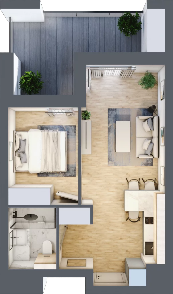 2 pokoje, apartament 35,59 m², piętro 3, oferta nr B/4/06, Sand and Sky Apartments, Międzyzdroje, ul. Gryfa Pomorskiego
