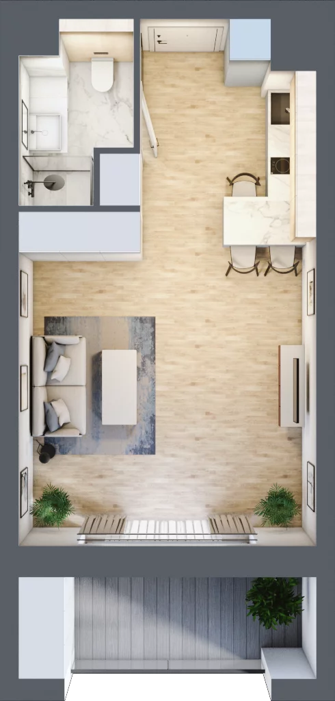 1 pokój, apartament inwestycyjny 33,41 m², piętro 3, oferta nr B/4/02, Sand and Sky Apartments, Międzyzdroje, ul. Gryfa Pomorskiego