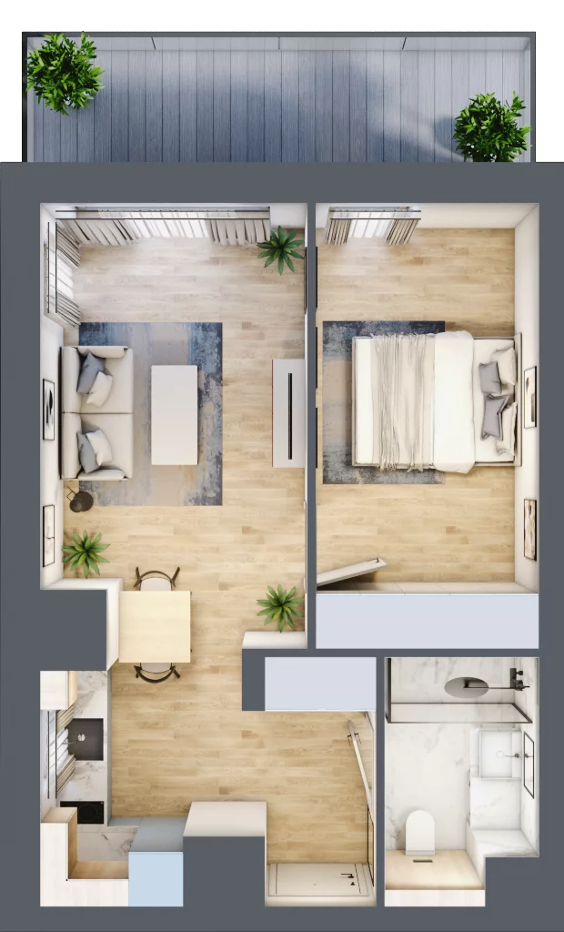 2 pokoje, apartament 39,94 m², piętro 3, oferta nr B/4/11, Sand and Sky Apartments, Międzyzdroje, ul. Gryfa Pomorskiego