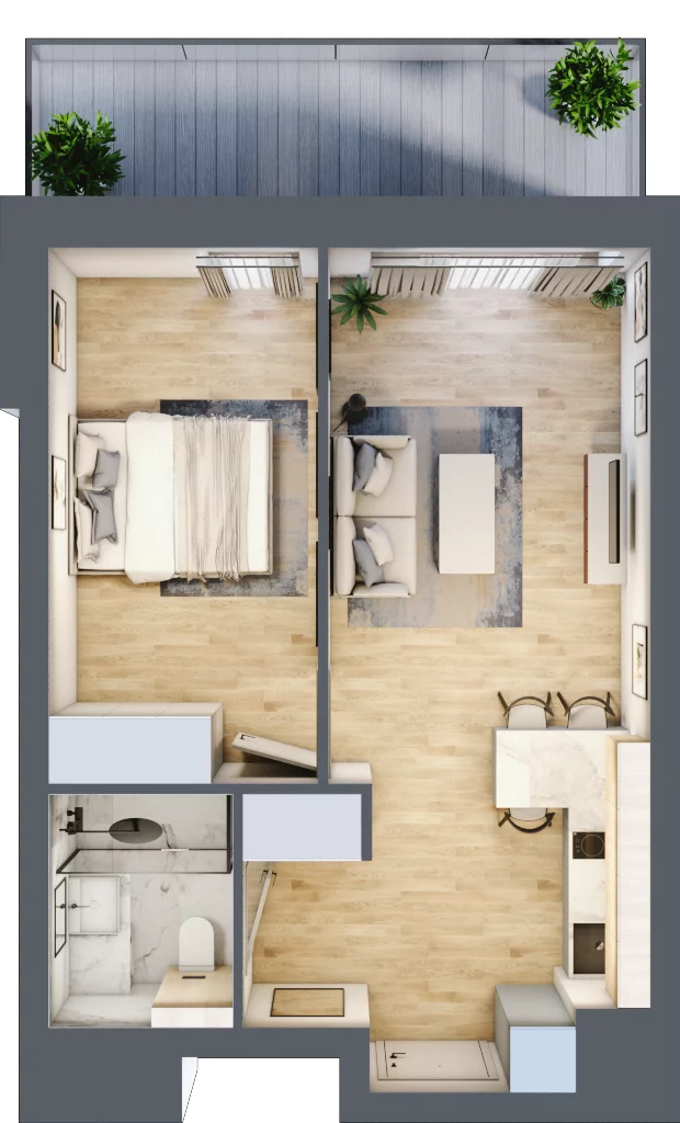 2 pokoje, apartament inwestycyjny 40,47 m², piętro 2, oferta nr B/3/07, Sand and Sky Apartments, Międzyzdroje, ul. Gryfa Pomorskiego