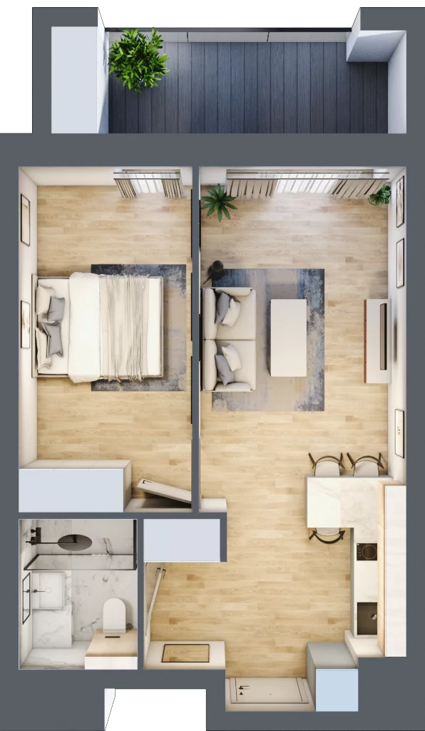 2 pokoje, apartament inwestycyjny 40,60 m², piętro 1, oferta nr B/2/07, Sand and Sky Apartments, Międzyzdroje, ul. Gryfa Pomorskiego