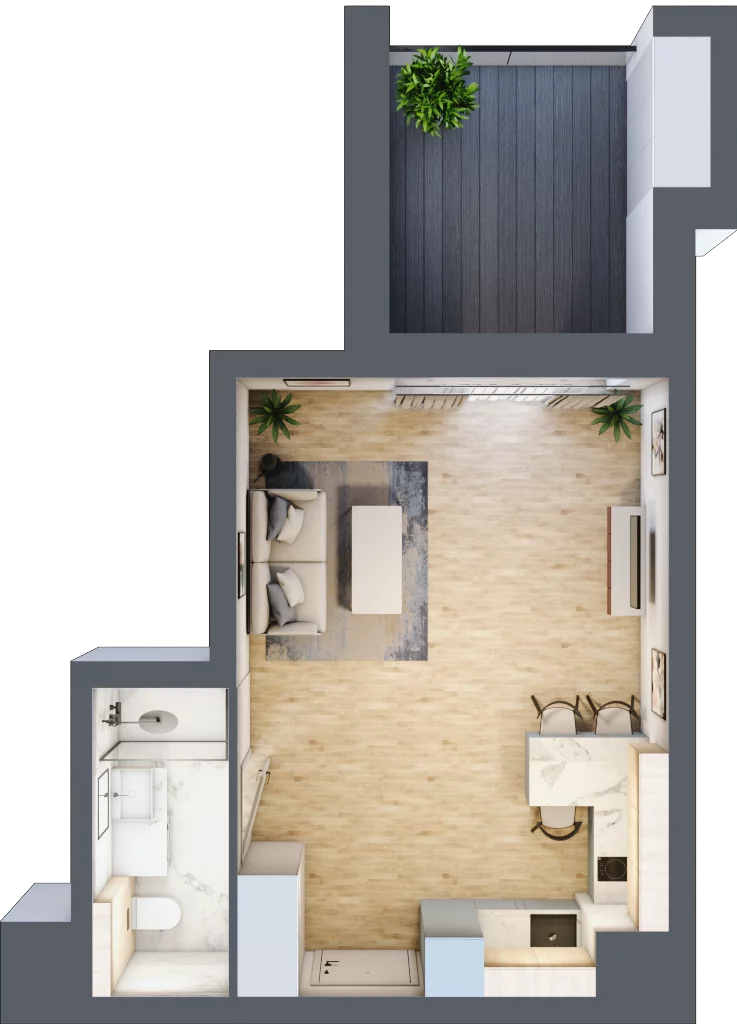 1 pokój, apartament inwestycyjny 31,88 m², piętro 1, oferta nr B/2/08, Sand and Sky Apartments, Międzyzdroje, ul. Gryfa Pomorskiego