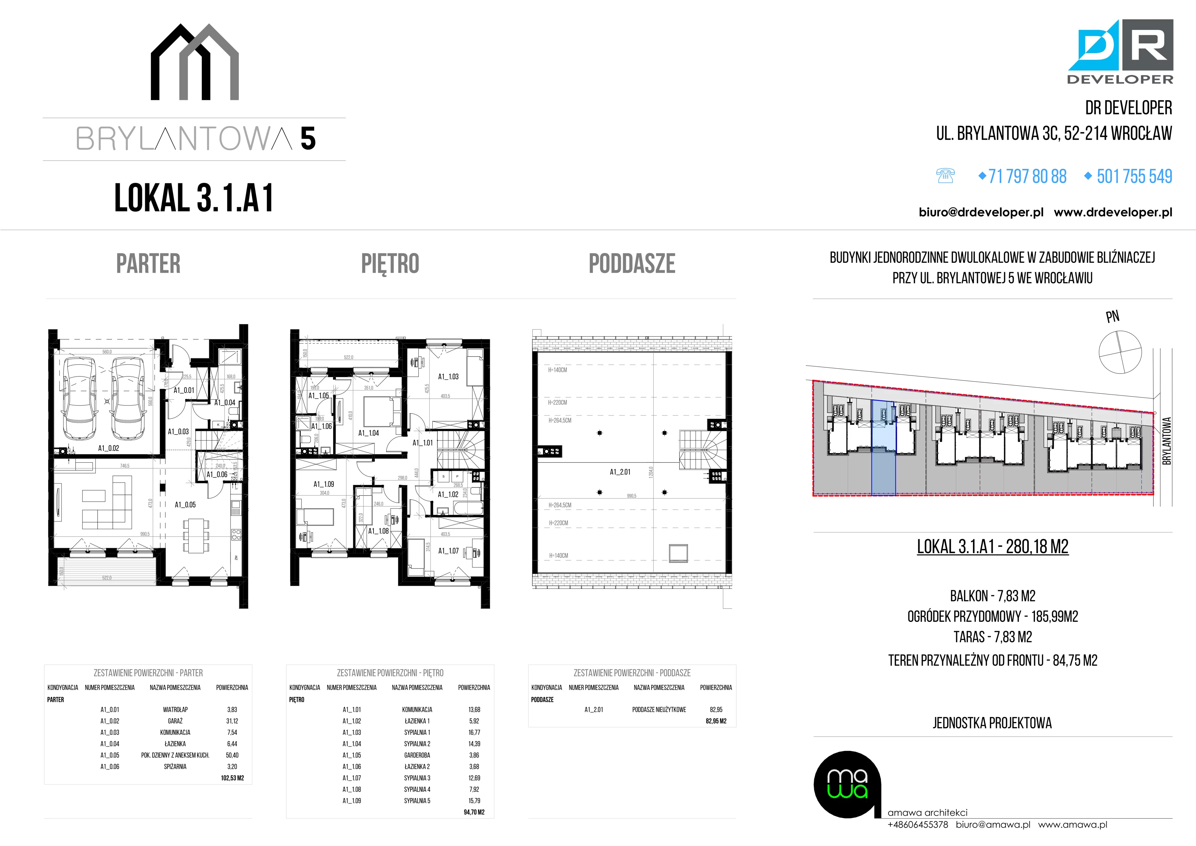 Dom 280,18 m², oferta nr 3.1.A1, Brylantowa 5, Wrocław, Ołtaszyn, Partynice, ul. Brylantowa 5