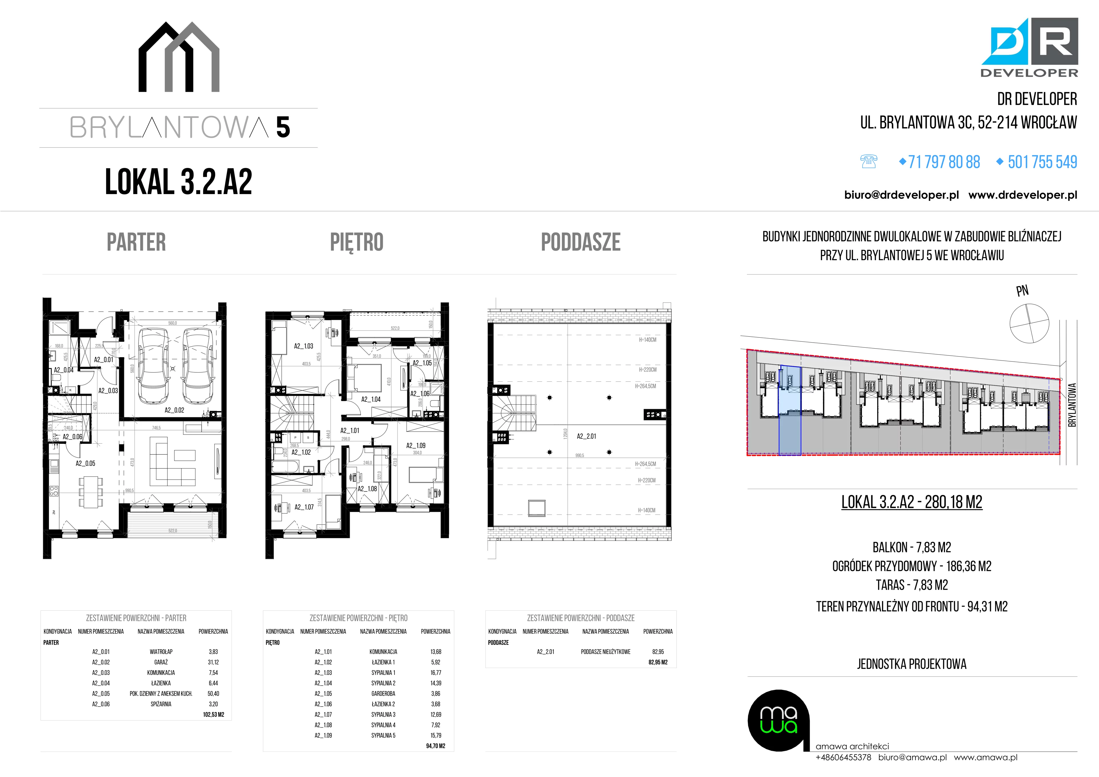 Dom 280,18 m², oferta nr 3.2.A2, Brylantowa 5, Wrocław, Ołtaszyn, Partynice, ul. Brylantowa 5