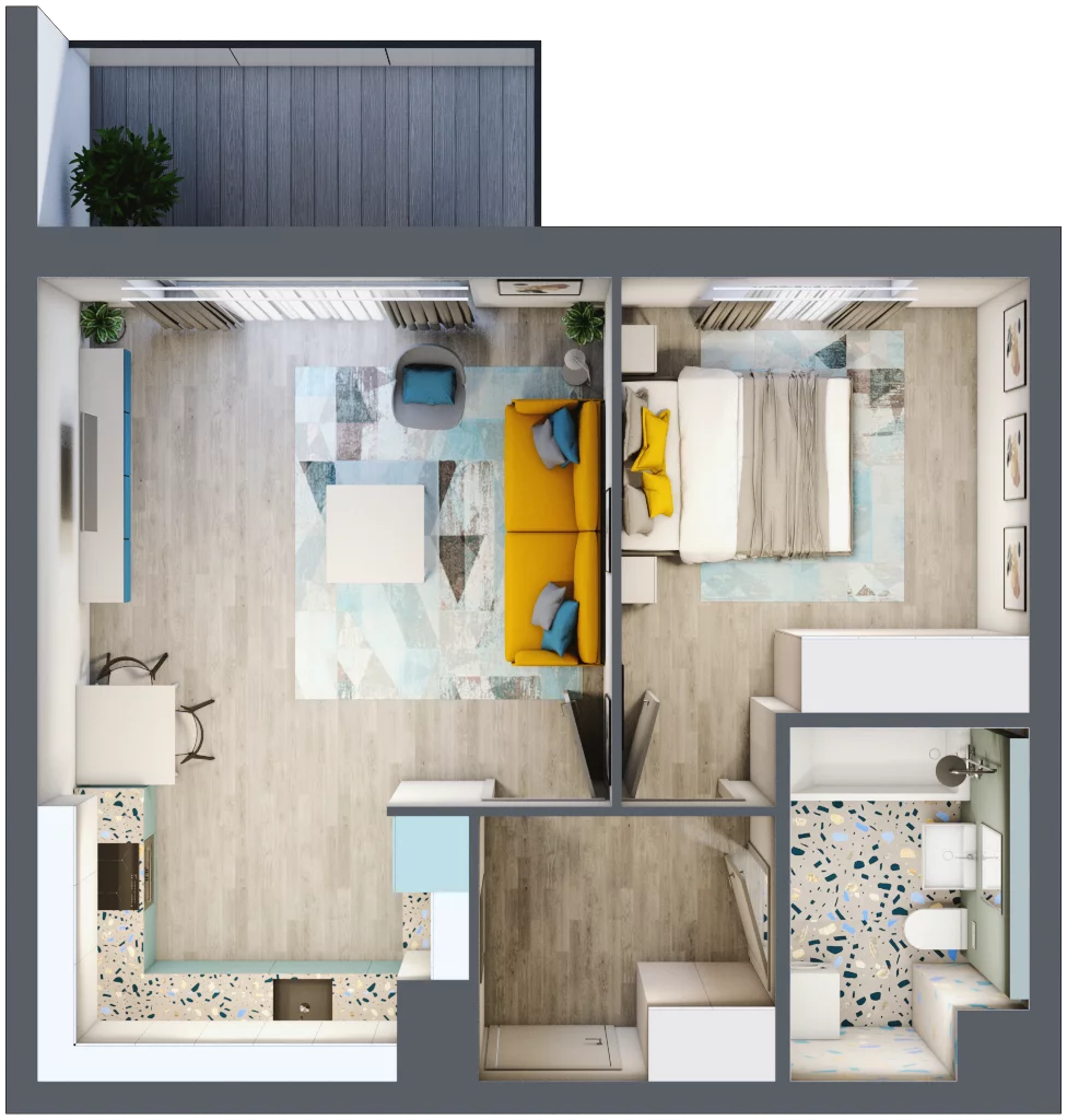 2 pokoje, mieszkanie 47,07 m², parter, oferta nr bud-2-M-15, Osiedle Łęczycka - etap III, Elbląg, Dębica, ul. Łęczycka
