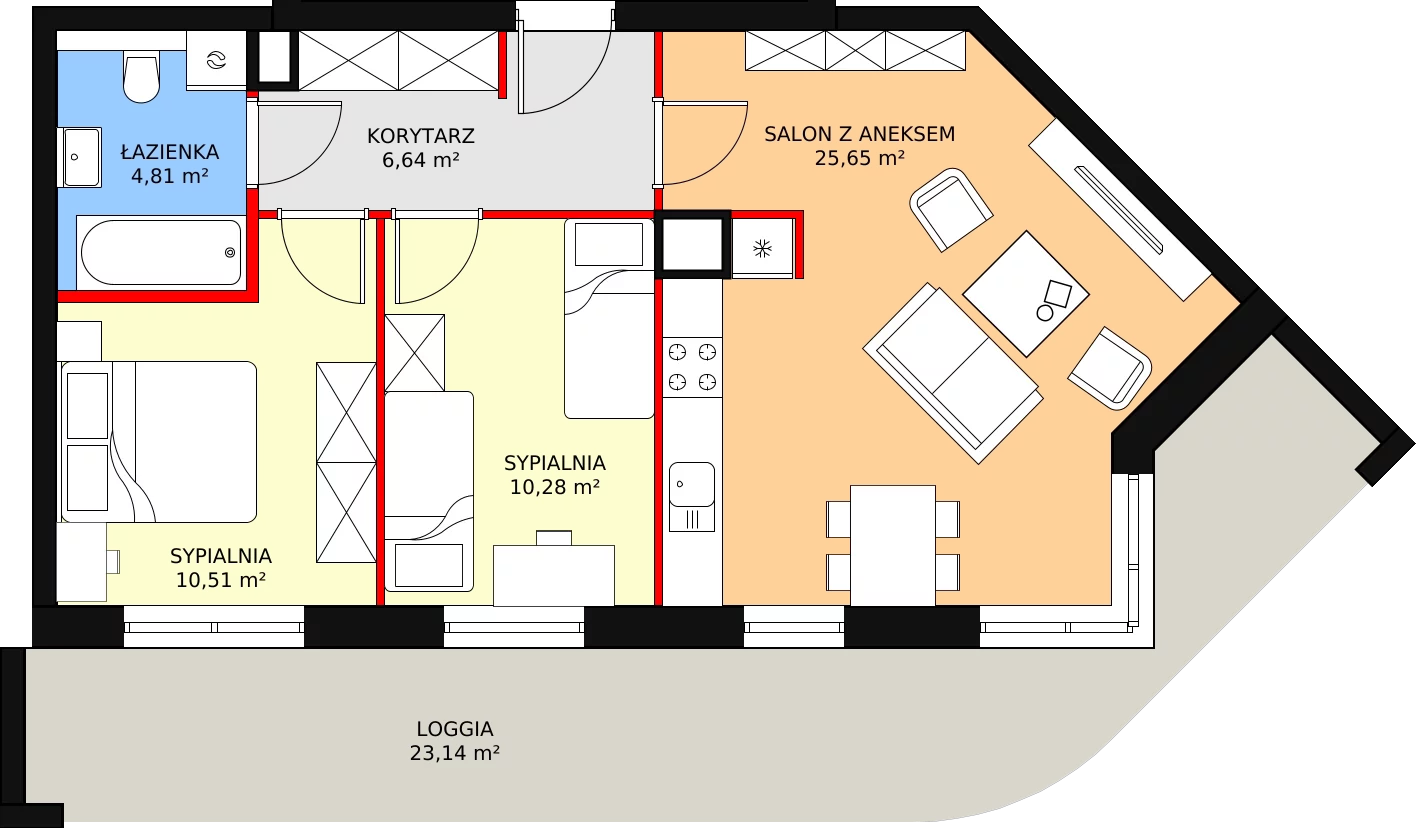 Zalety mieszkania 57.89 m², 27
