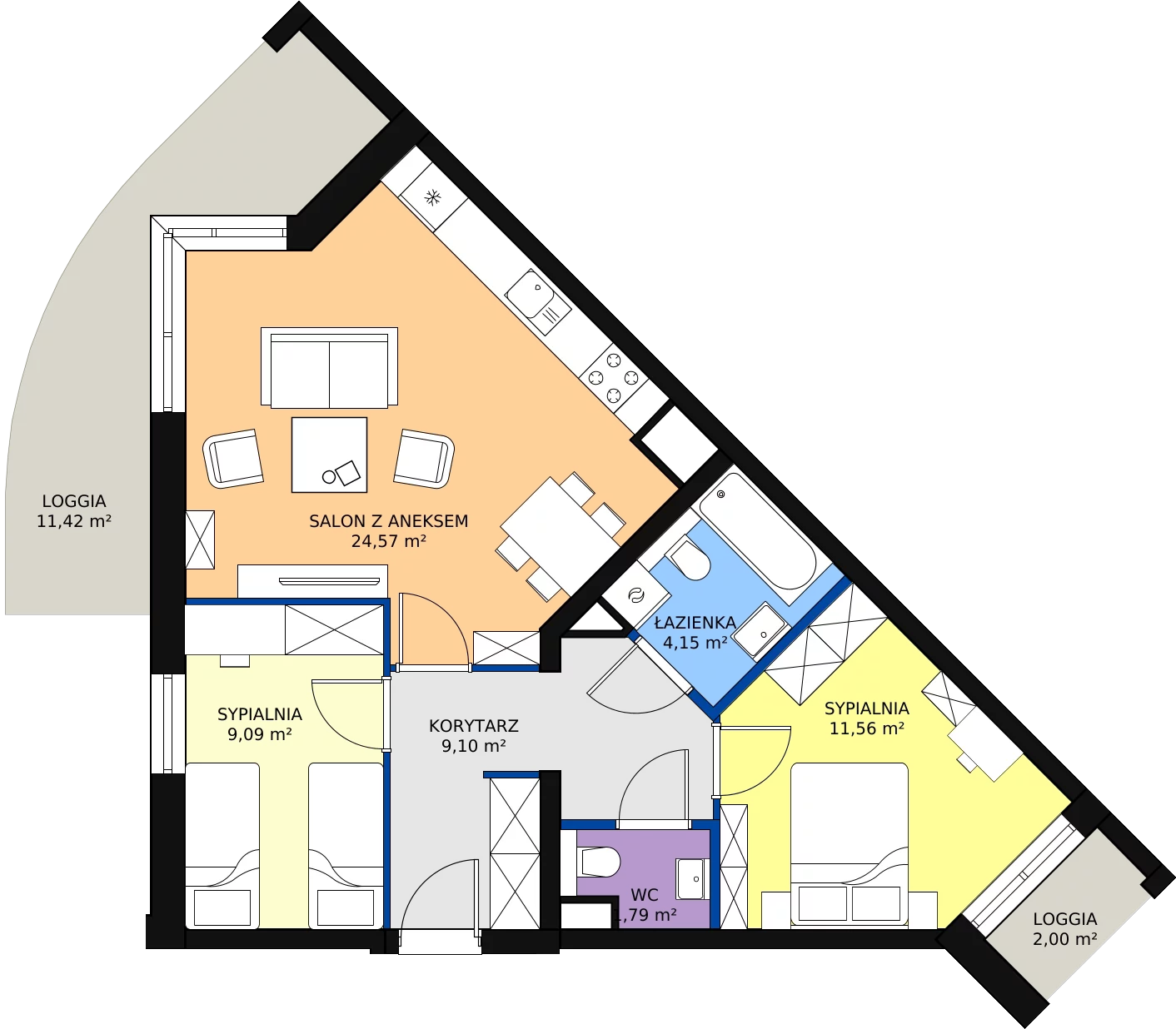 Zalety mieszkania 60.26 m², 84