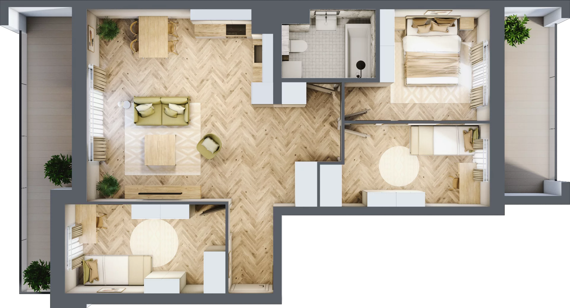4 pokoje, mieszkanie 70,51 m², piętro 5, oferta nr 102, Quatro, Olsztyn, Zatorze, ul. Poprzeczna