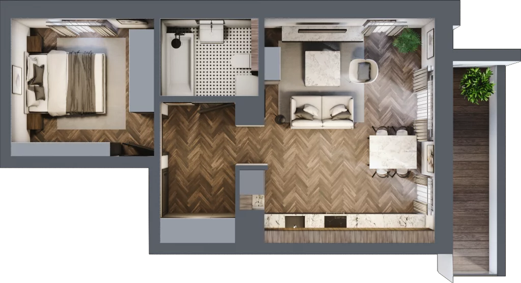 2 pokoje, mieszkanie 45,67 m², parter, oferta nr 2-1, Sokola, Olsztyn, Gutkowo, ul. Sokola