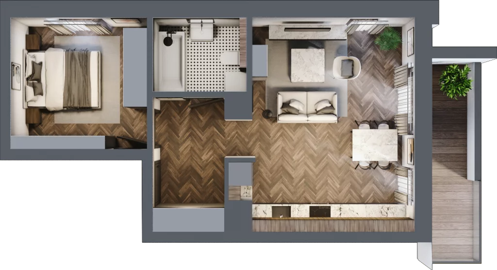 2 pokoje, mieszkanie 45,67 m², piętro 1, oferta nr 2-6, Sokola, Olsztyn, Gutkowo, ul. Sokola