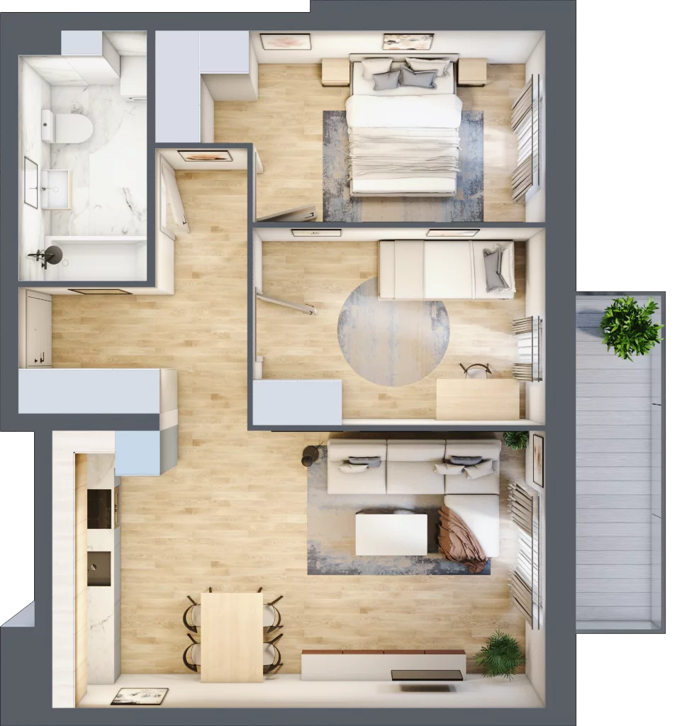 3 pokoje, mieszkanie 60,60 m², piętro 1, oferta nr M48, Horizon Apartamenty, Radom, Akademickie, ul. Kazimierza Pułaskiego / Akademicka