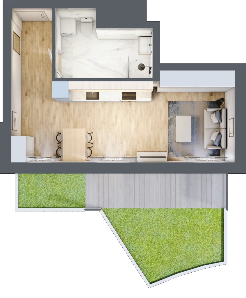 1 pokój, mieszkanie 37,81 m², parter, oferta nr M2, Horizon Apartamenty, Radom, Akademickie, ul. Kazimierza Pułaskiego / Akademicka