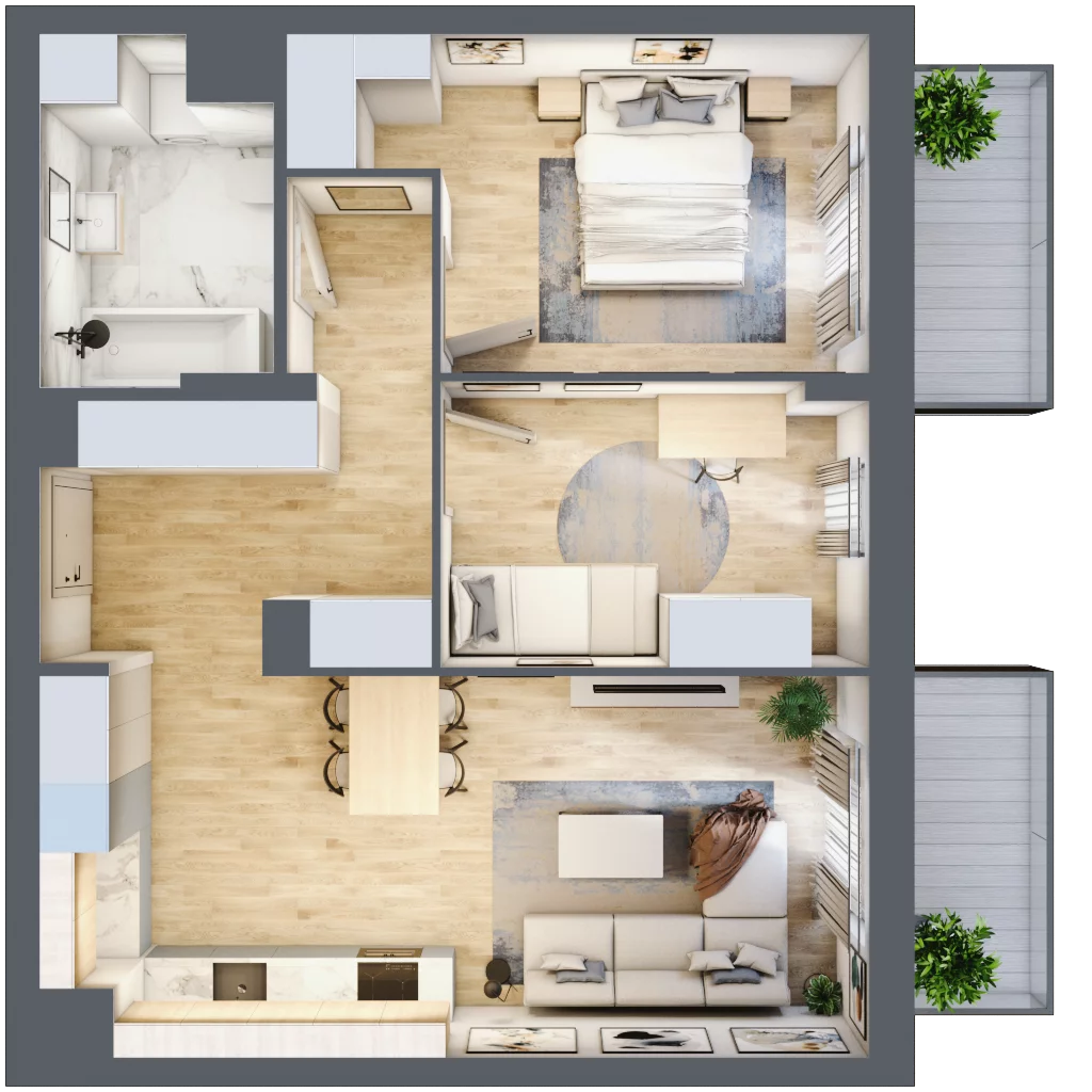 3 pokoje, mieszkanie 60,50 m², piętro 6, oferta nr 108, Apartamenty Horizon II etap, Radom, Akademickie, ul. Kazimierza Pułaskiego / Akademicka