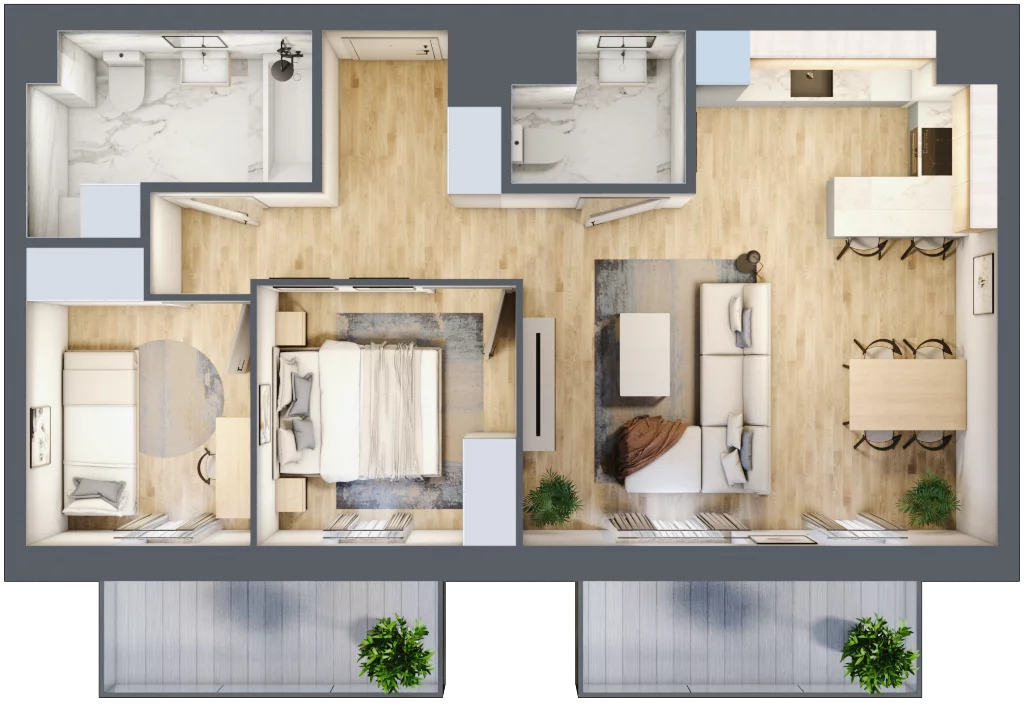 3 pokoje, mieszkanie 57,67 m², piętro 6, oferta nr 24, Apartamenty Horizon II etap, Radom, Akademickie, ul. Kazimierza Pułaskiego / Akademicka