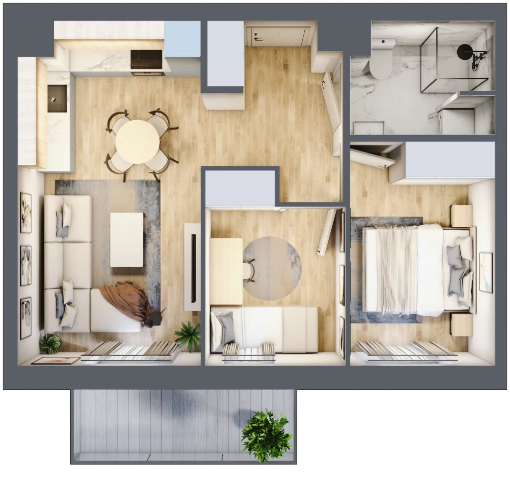 3 pokoje, mieszkanie 42,57 m², piętro 2, oferta nr 8, Apartamenty Horizon II etap, Radom, Akademickie, ul. Kazimierza Pułaskiego / Akademicka