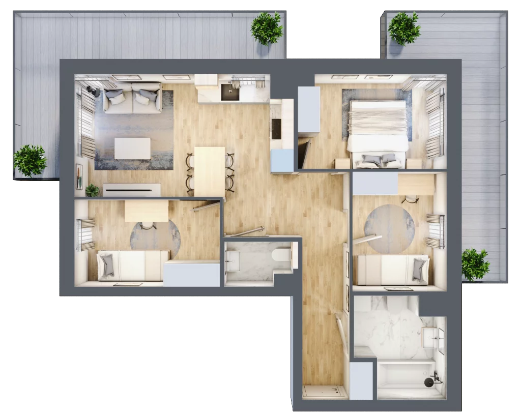 4 pokoje, mieszkanie 61,40 m², piętro 1, oferta nr 6, Apartamenty Horizon II etap, Radom, Akademickie, ul. Kazimierza Pułaskiego / Akademicka