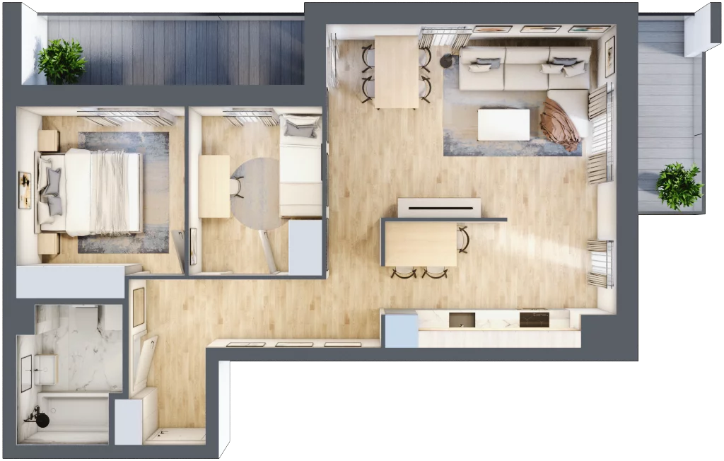 3 pokoje, mieszkanie 59,02 m², piętro 2, oferta nr 56, Apartamenty Horizon II etap, Radom, Akademickie, ul. Kazimierza Pułaskiego / Akademicka