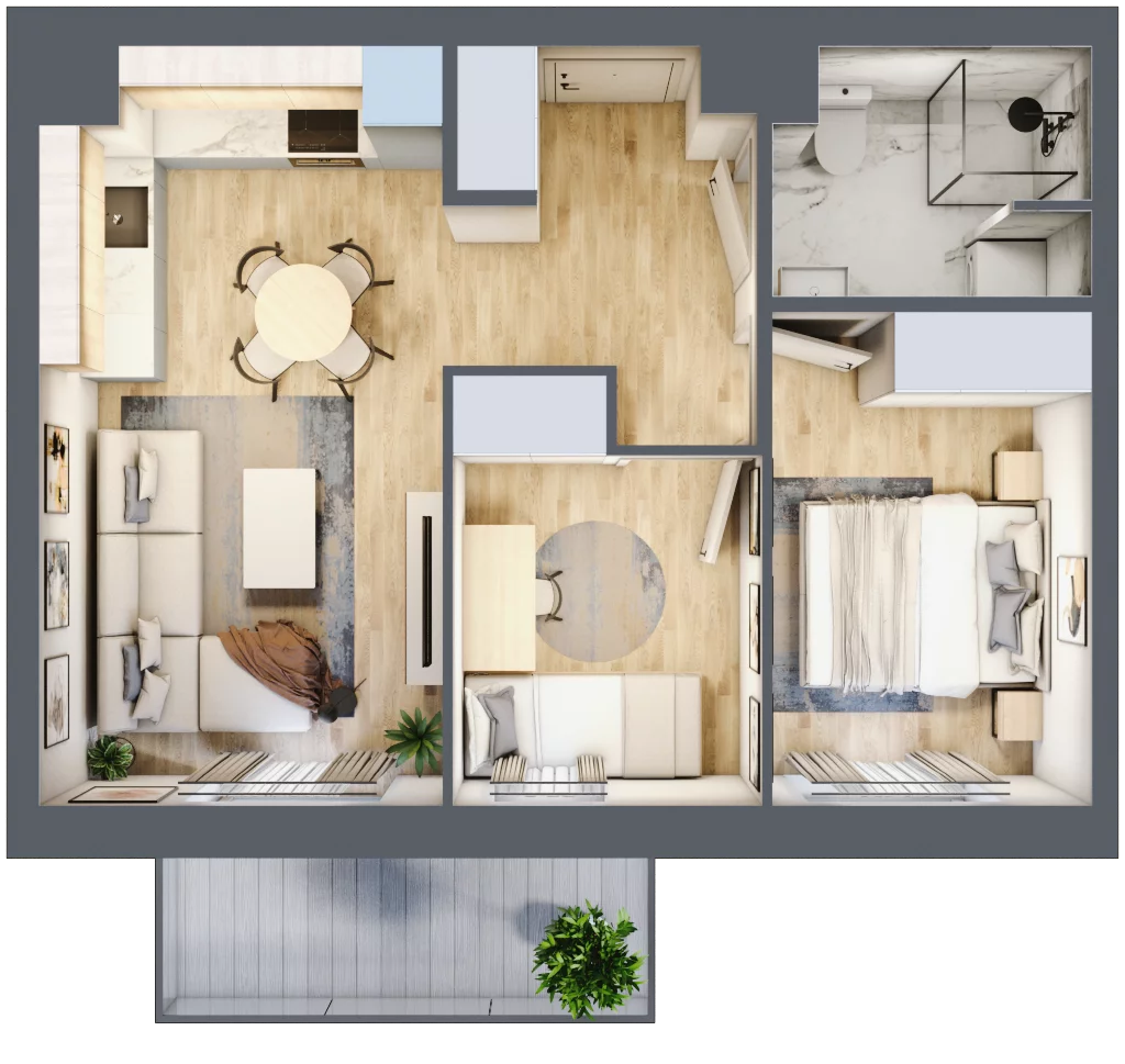 3 pokoje, mieszkanie 42,57 m², piętro 1, oferta nr 4, Apartamenty Horizon II etap, Radom, Akademickie, ul. Kazimierza Pułaskiego / Akademicka
