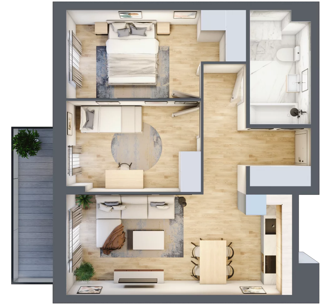 3 pokoje, mieszkanie 55,59 m², piętro 1, oferta nr 54, Apartamenty Horizon II etap, Radom, Akademickie, ul. Kazimierza Pułaskiego / Akademicka