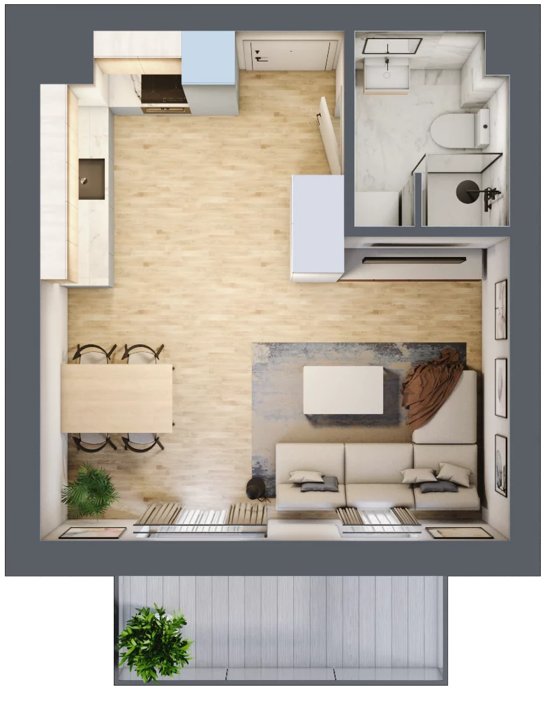 1 pokój, mieszkanie 29,08 m², parter, oferta nr 2, Apartamenty Horizon II etap, Radom, Akademickie, ul. Kazimierza Pułaskiego / Akademicka