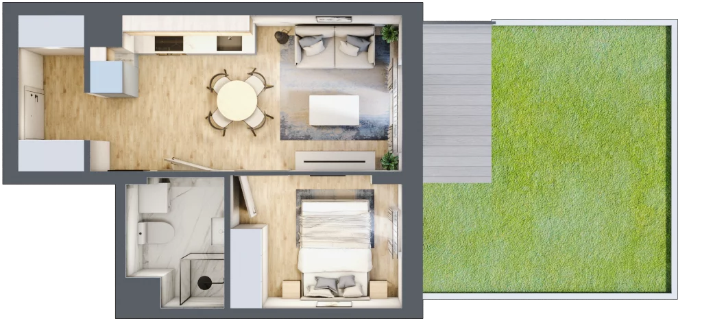 2 pokoje, mieszkanie 32,39 m², parter, oferta nr 38, Apartamenty Horizon II etap, Radom, Akademickie, ul. Kazimierza Pułaskiego / Akademicka