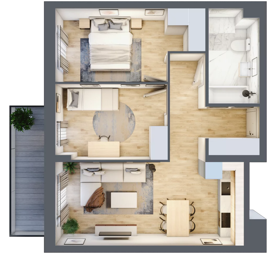 3 pokoje, mieszkanie 55,59 m², piętro 3, oferta nr 78, Apartamenty Horizon II etap, Radom, Akademickie, ul. Kazimierza Pułaskiego / Akademicka