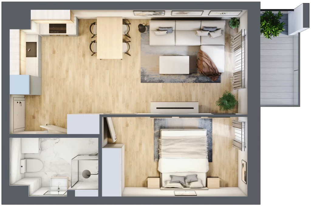 2 pokoje, mieszkanie 39,87 m², piętro 1, oferta nr 45, Apartamenty Horizon II etap, Radom, Akademickie, ul. Kazimierza Pułaskiego / Akademicka