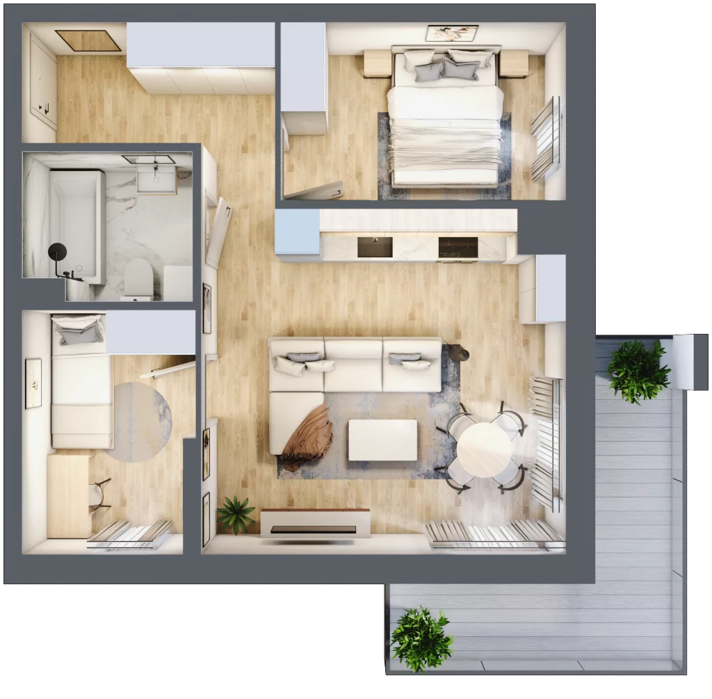 3 pokoje, mieszkanie 48,90 m², piętro 1, oferta nr 51, Apartamenty Horizon II etap, Radom, Akademickie, ul. Kazimierza Pułaskiego / Akademicka