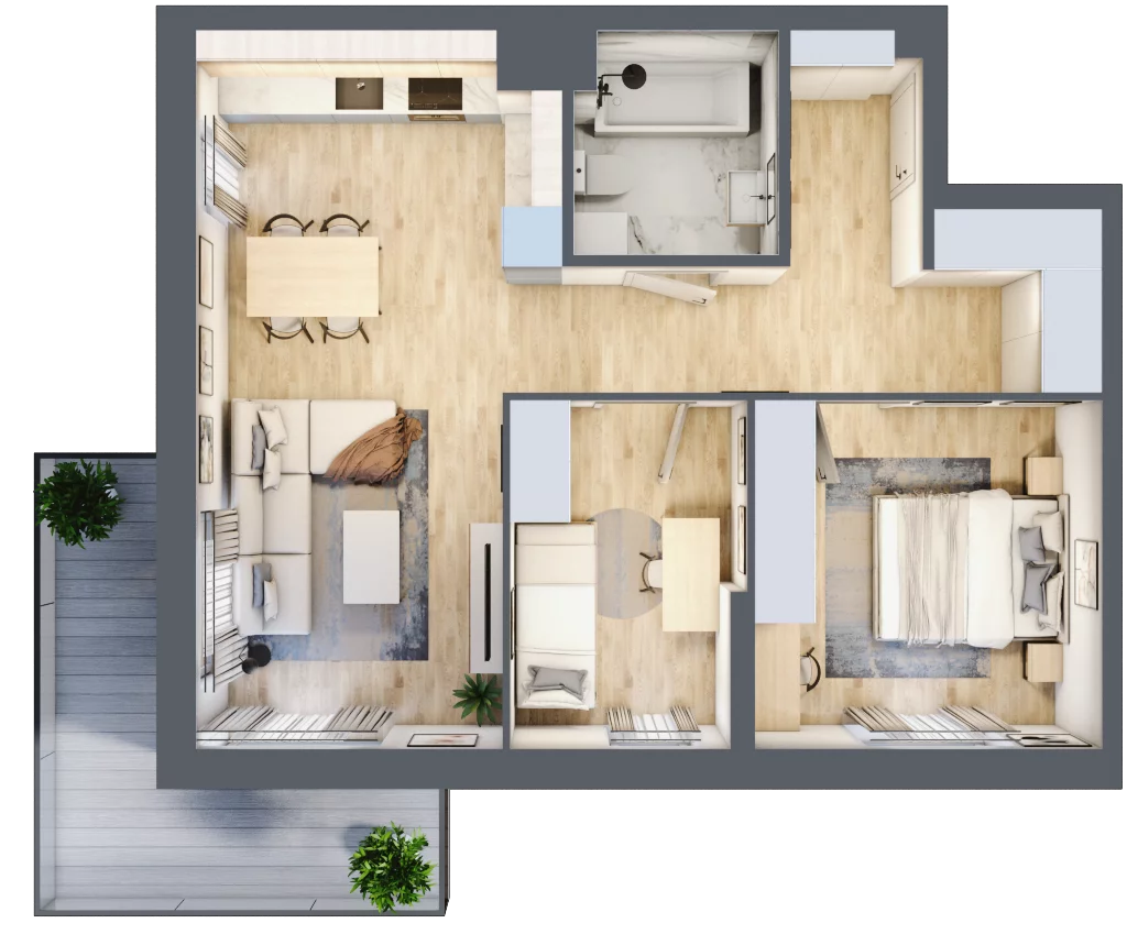 3 pokoje, mieszkanie 57,48 m², piętro 1, oferta nr 52, Apartamenty Horizon II etap, Radom, Akademickie, ul. Kazimierza Pułaskiego / Akademicka
