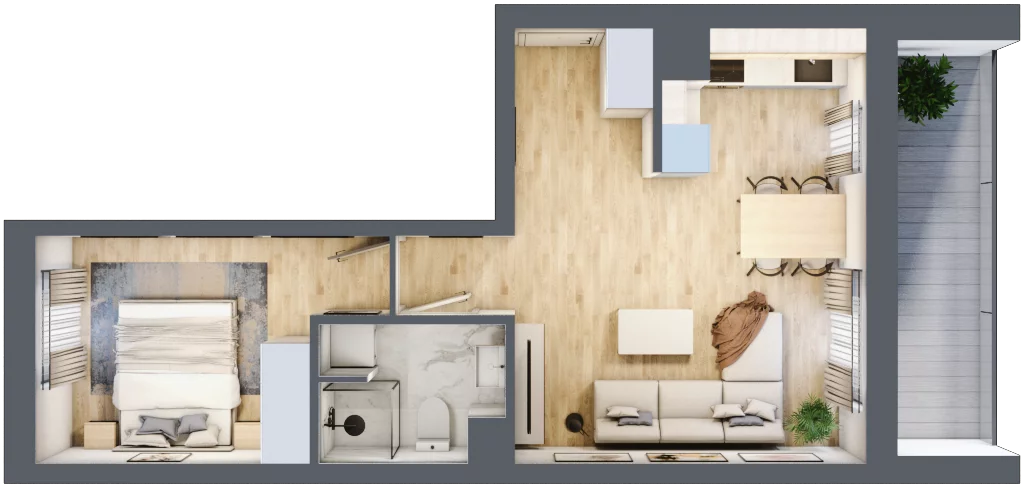 2 pokoje, mieszkanie 38,77 m², piętro 1, oferta nr 3, Apartamenty Horizon II etap, Radom, Akademickie, ul. Kazimierza Pułaskiego / Akademicka