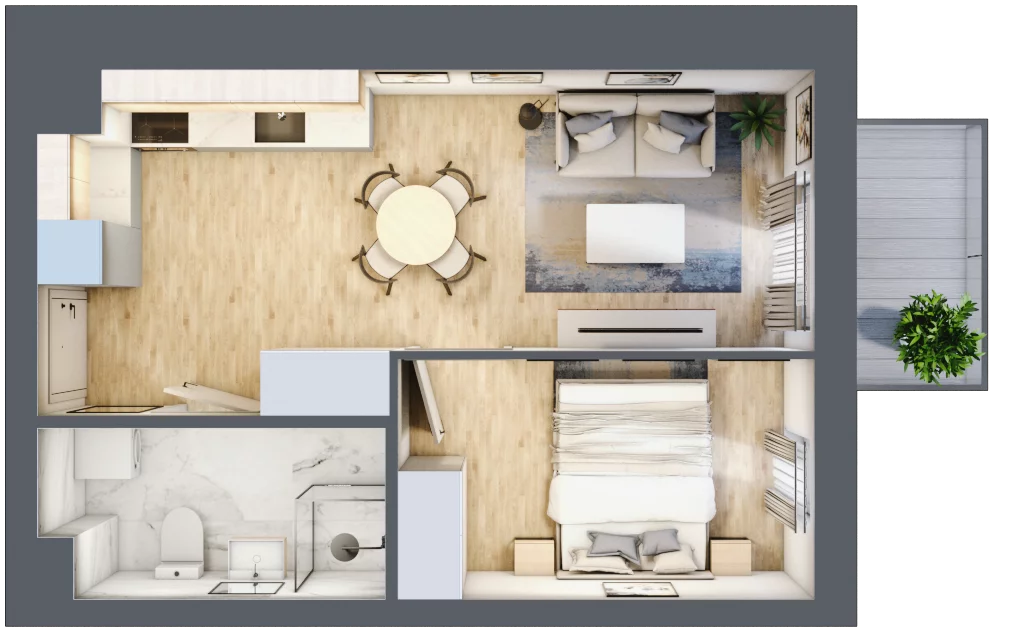 2 pokoje, mieszkanie 33,85 m², piętro 1, oferta nr 47, Apartamenty Horizon II etap, Radom, Akademickie, ul. Kazimierza Pułaskiego / Akademicka