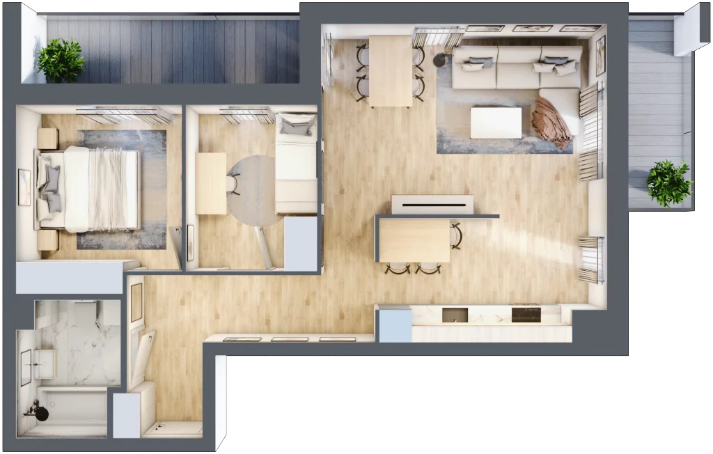 3 pokoje, mieszkanie 59,02 m², piętro 3, oferta nr 68, Apartamenty Horizon II etap, Radom, Akademickie, ul. Kazimierza Pułaskiego / Akademicka