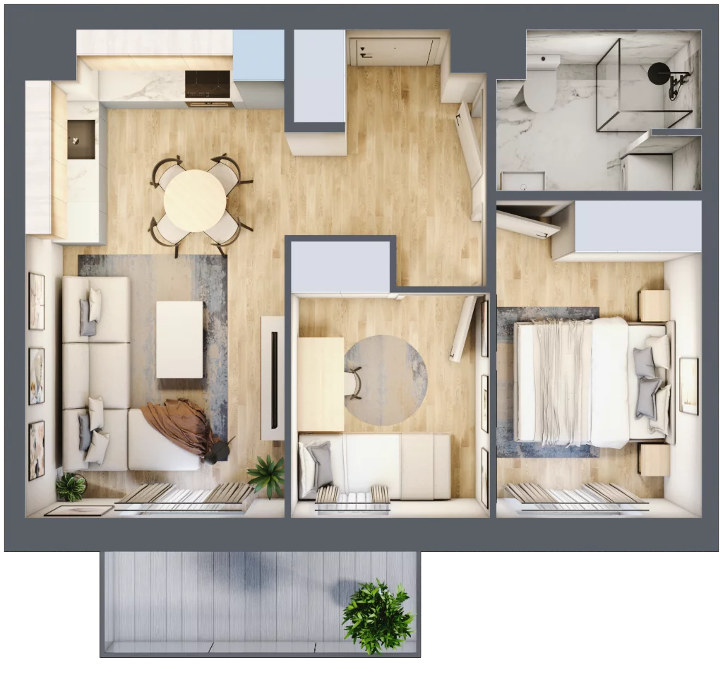 3 pokoje, mieszkanie 42,57 m², piętro 5, oferta nr 20, Apartamenty Horizon II etap, Radom, Akademickie, ul. Kazimierza Pułaskiego / Akademicka