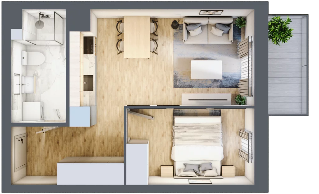 2 pokoje, mieszkanie 35,42 m², piętro 4, oferta nr 84, Apartamenty Horizon II etap, Radom, Akademickie, ul. Kazimierza Pułaskiego / Akademicka