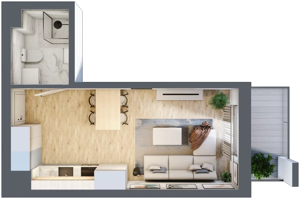 1 pokój, mieszkanie 26,92 m², piętro 2, oferta nr 62, Apartamenty Horizon II etap, Radom, Akademickie, ul. Kazimierza Pułaskiego / Akademicka