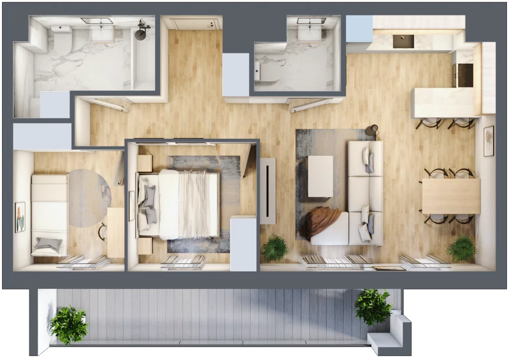 3 pokoje, mieszkanie 57,67 m², piętro 7, oferta nr 27, Apartamenty Horizon II etap, Radom, Akademickie, ul. Kazimierza Pułaskiego / Akademicka