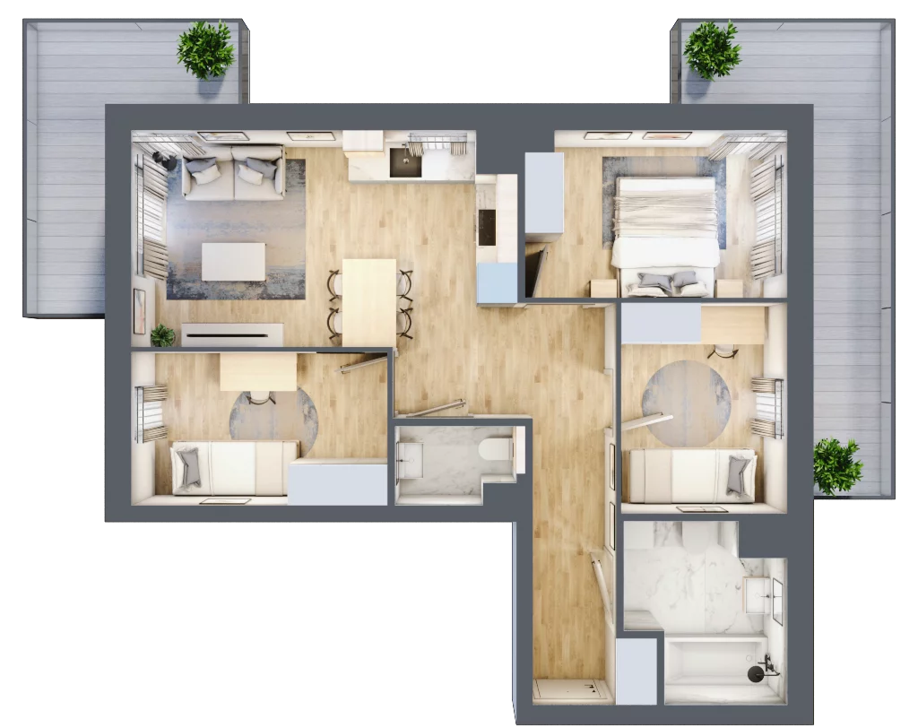 4 pokoje, mieszkanie 61,40 m², piętro 2, oferta nr 10, Apartamenty Horizon II etap, Radom, Akademickie, ul. Kazimierza Pułaskiego / Akademicka