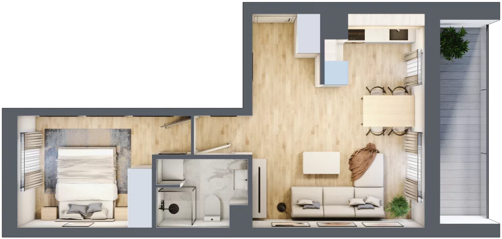 2 pokoje, mieszkanie 38,77 m², piętro 5, oferta nr 19, Apartamenty Horizon II etap, Radom, Akademickie, ul. Kazimierza Pułaskiego / Akademicka