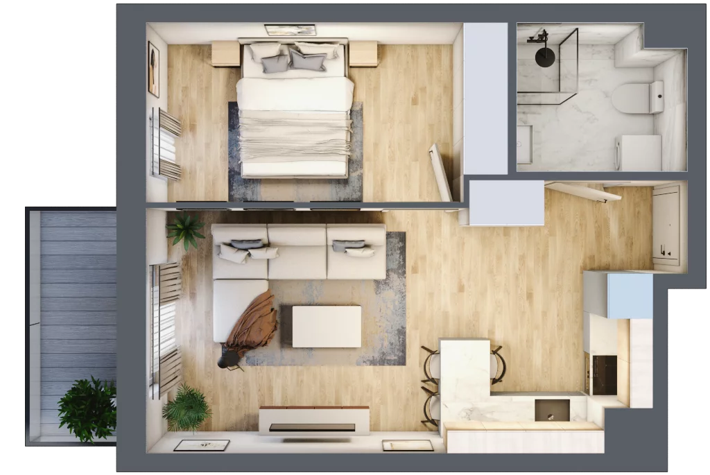 2 pokoje, mieszkanie 38,33 m², piętro 1, oferta nr 53, Apartamenty Horizon II etap, Radom, Akademickie, ul. Kazimierza Pułaskiego / Akademicka