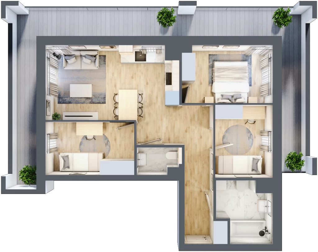 4 pokoje, mieszkanie 61,40 m², piętro 7, oferta nr 28, Apartamenty Horizon II etap, Radom, Akademickie, ul. Kazimierza Pułaskiego / Akademicka