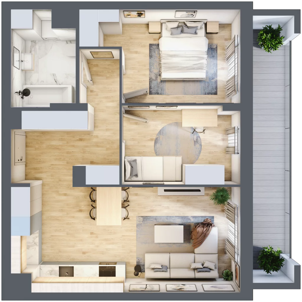 3 pokoje, mieszkanie 60,50 m², piętro 7, oferta nr 118, Apartamenty Horizon II etap, Radom, Akademickie, ul. Kazimierza Pułaskiego / Akademicka