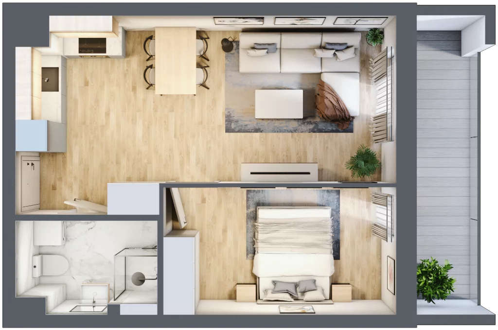 2 pokoje, mieszkanie 39,87 m², piętro 8, oferta nr 125, Apartamenty Horizon II etap, Radom, Akademickie, ul. Kazimierza Pułaskiego / Akademicka