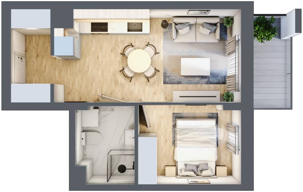 2 pokoje, mieszkanie 32,57 m², piętro 1, oferta nr 49, Apartamenty Horizon II etap, Radom, Akademickie, ul. Kazimierza Pułaskiego / Akademicka