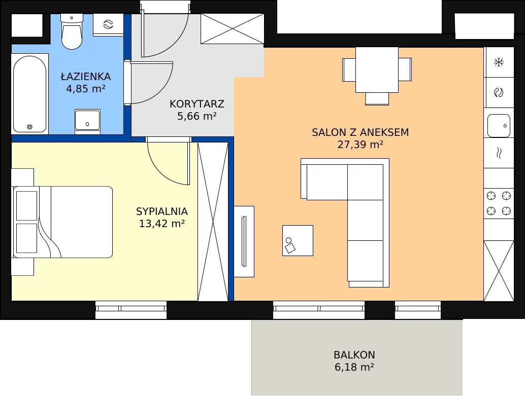 Zalety mieszkania 51.32 m², M3
