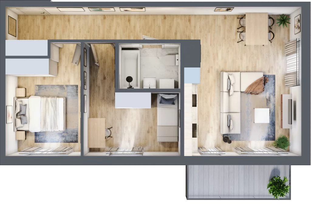 3 pokoje, mieszkanie 60,57 m², piętro 1, oferta nr M4, Apartamenty Świt, Warszawa, Bielany, Chomiczówka, ul. Renesansowa
