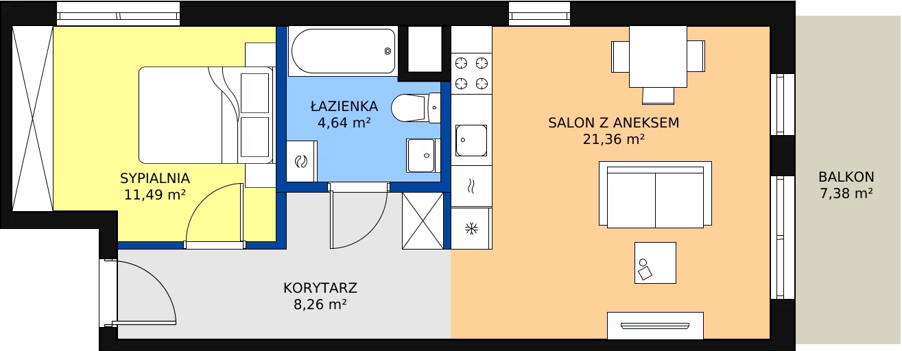 Zalety mieszkania 45.76 m², M5