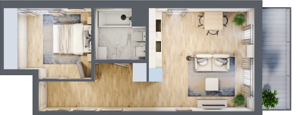 2 pokoje, mieszkanie 45,76 m², piętro 1, oferta nr M5, Apartamenty Świt, Warszawa, Bielany, Chomiczówka, ul. Renesansowa